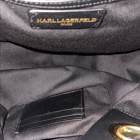 Karl Lagerfeld Black Leather Drawstring Bucket Bag - Picture 12 of 16